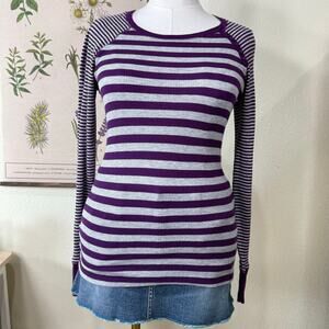Gap Purple Striped Thermal Top Whimsy Twee Bella Swan Forest Grunge Y2k 2000s M